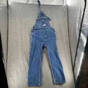 Round House Mens Vintage Denim Bib Overalls Lot 966 Blue Made in USA 38x32